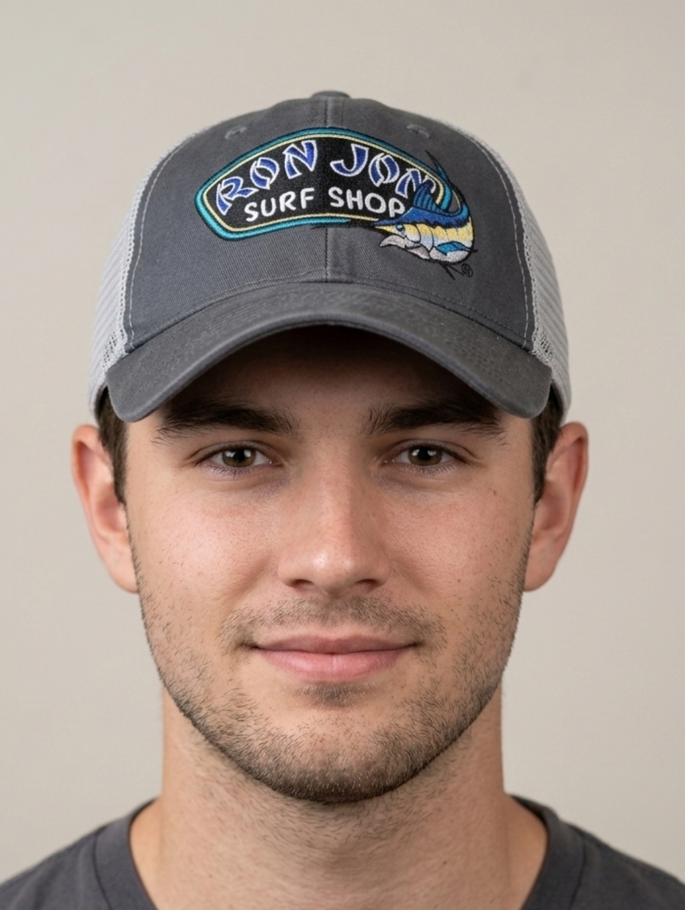 Ron‎ Jon Surf Shop Trucker Hat Light Gray Mesh Back Adjustable Baseball Cap